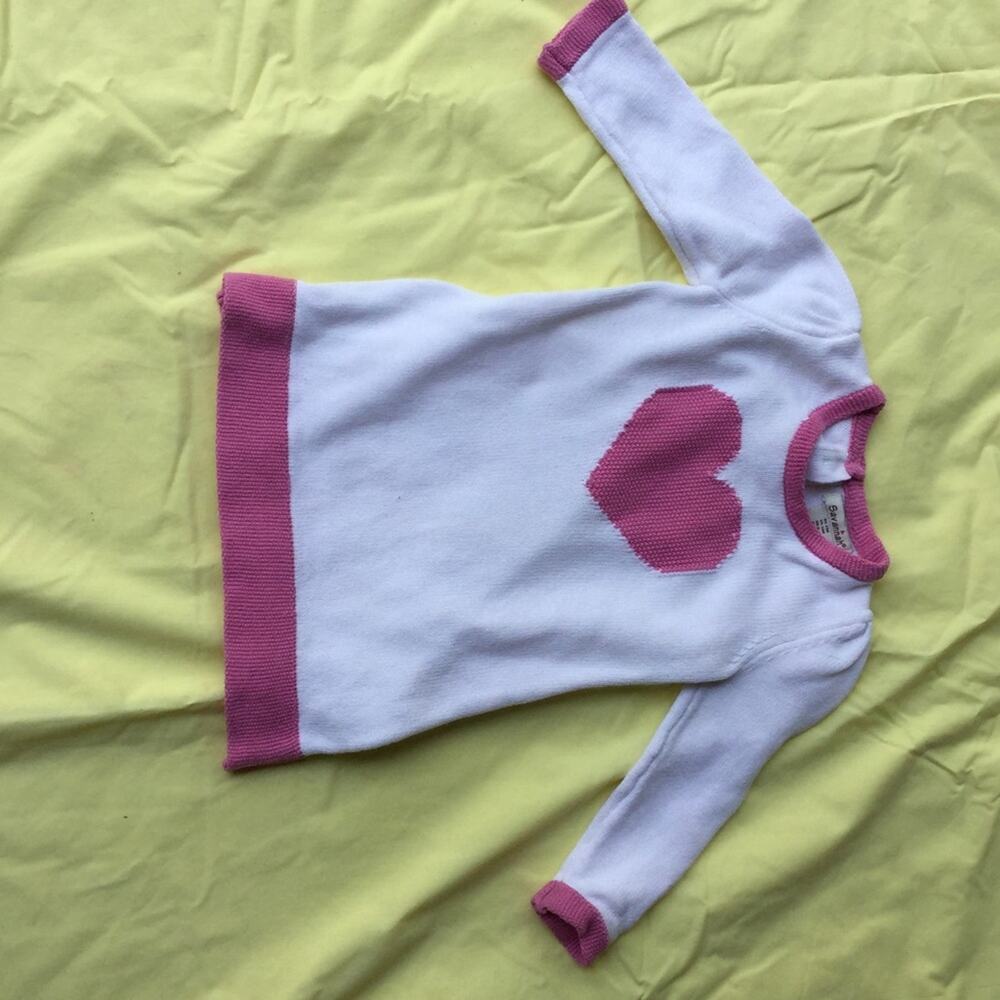 Savanna 12m white sweater dress pink heart trim